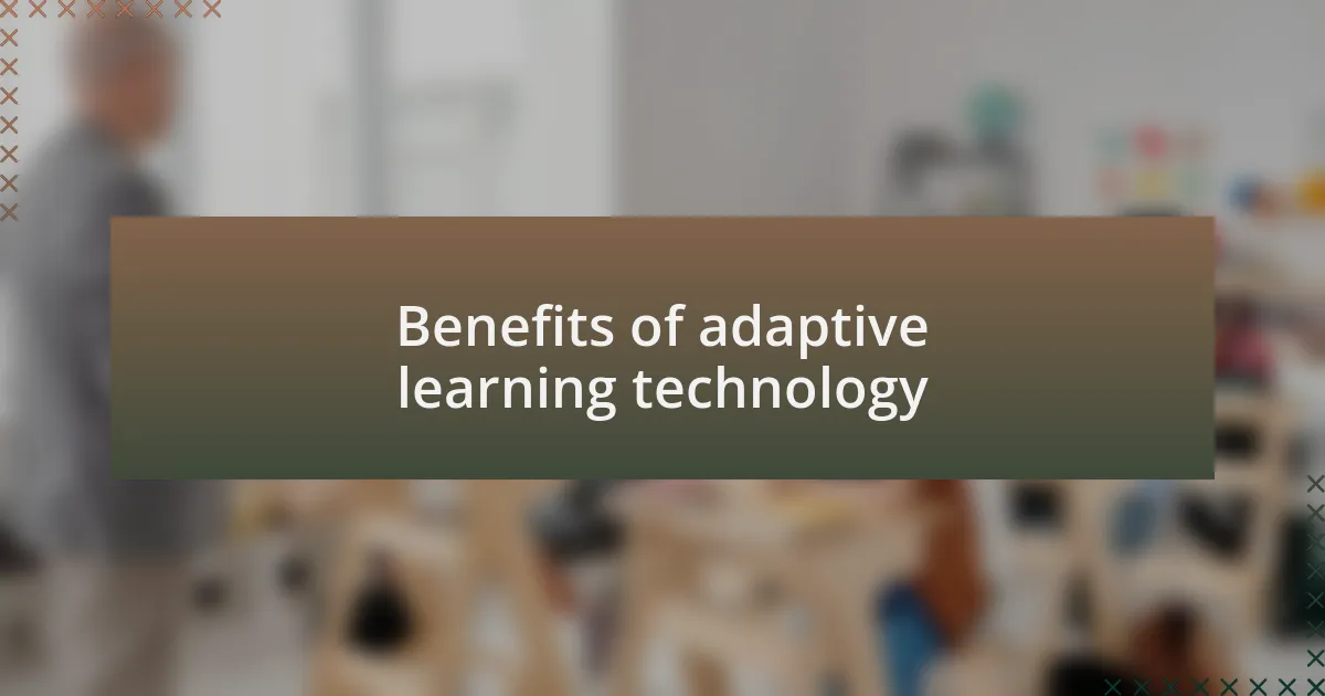 Benefits of adaptive learning technology